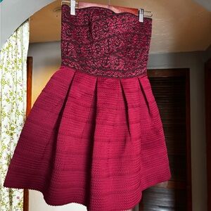 Francesca's Collections Strapless Burgundy Dress
